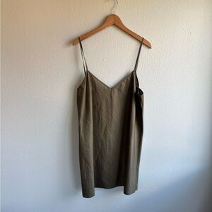 Olive Green Cotton Slip Dress